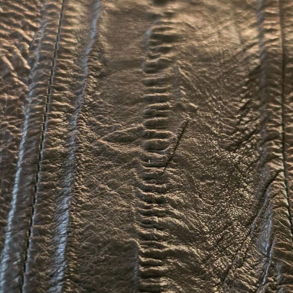 Vintage Eel Skin Genuine Leather Brown Handbag With Double Handles & Zip Closure - Picture 11 of 13